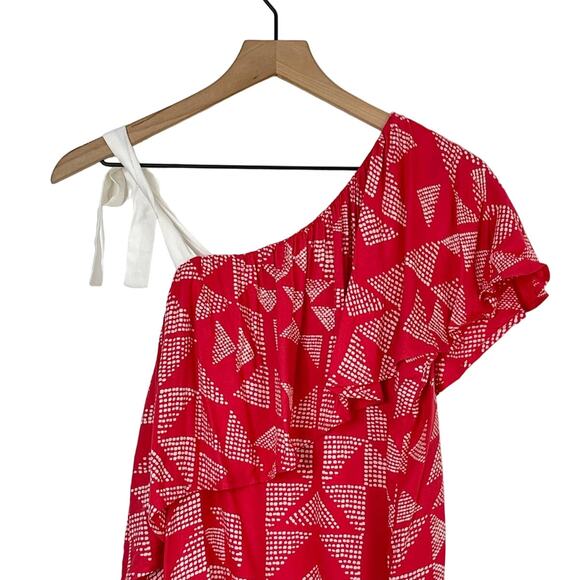 NEW Splendid One Shoulder Ruffle Overlay Pink Blouse Women's Size XS Summer - Picture 7 of 10